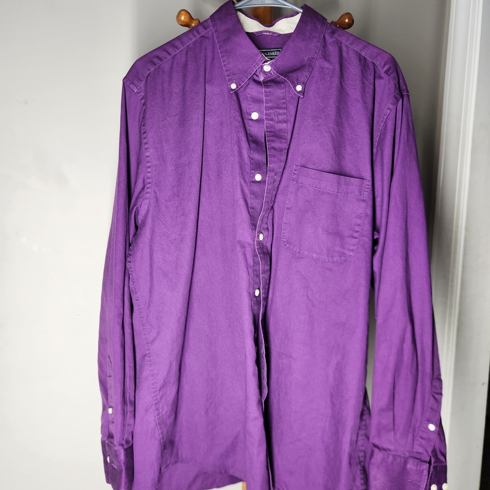 Saddlebred Men’s Long-Sleeve Button-Down Shirt – Purple – Large – Excellent Cond